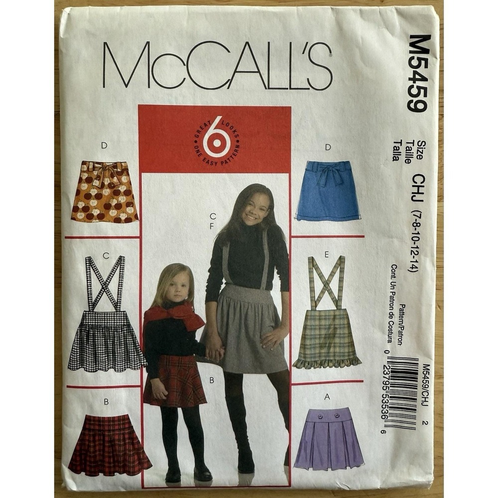 McCall's Pattern M5459 Child & Girls Skirt Belt Leggings 6-Variations Size 7-14